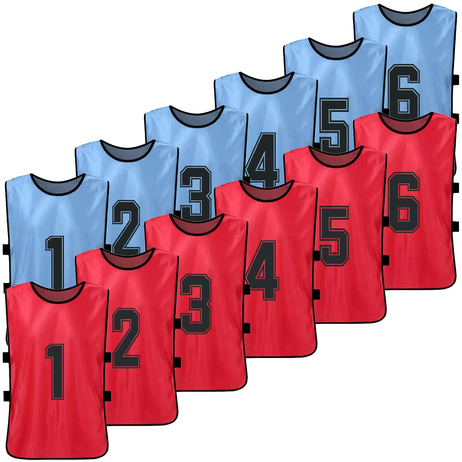 12 Pcs Adults Soccer Pinnies 2 Colors Quick Drying Football Team Jerseys Youth Sports Scrimmage Soccer Team Training Numbered Bi
