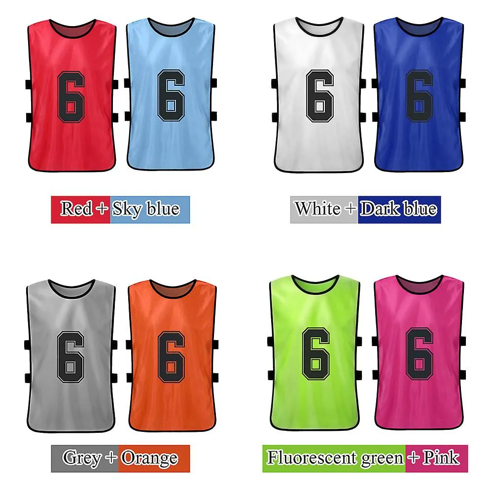 12 Pcs Adults Soccer Pinnies 2 Colors Quick Drying Football Team Jerseys Youth Sports Scrimmage Soccer Team Training Numbered Bi