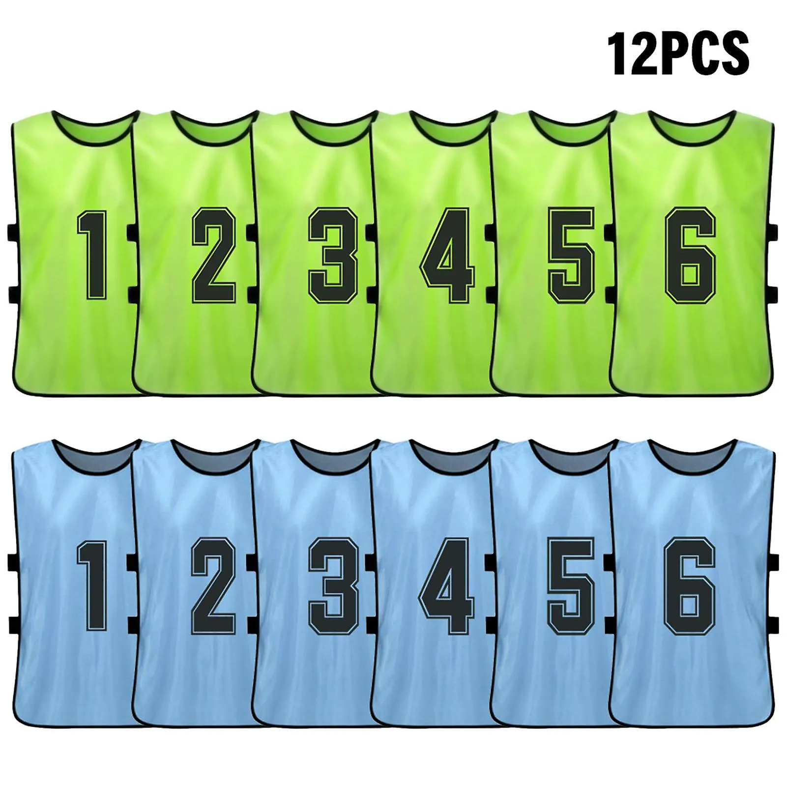 12 Pcs Adults Soccer Pinnies Quick Drying Football Team Jerseys Sports Scrimmage Soccer Team Training Numbered Bibs Practice Spo