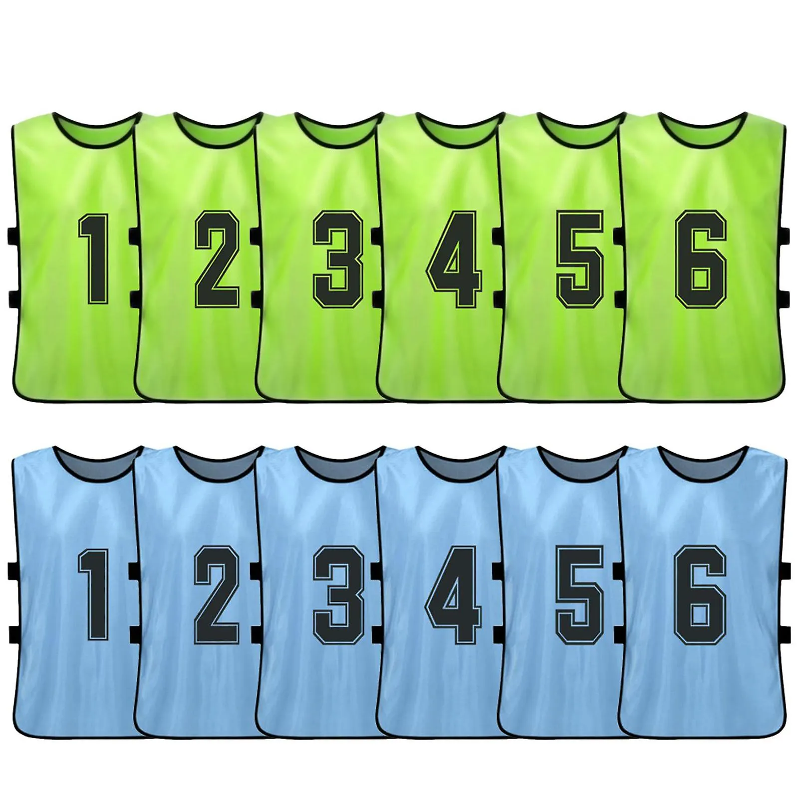 12 Pcs Adults Soccer Pinnies Quick Drying Football Team Jerseys Sports Scrimmage Soccer Team Training Numbered Bibs Practice Spo