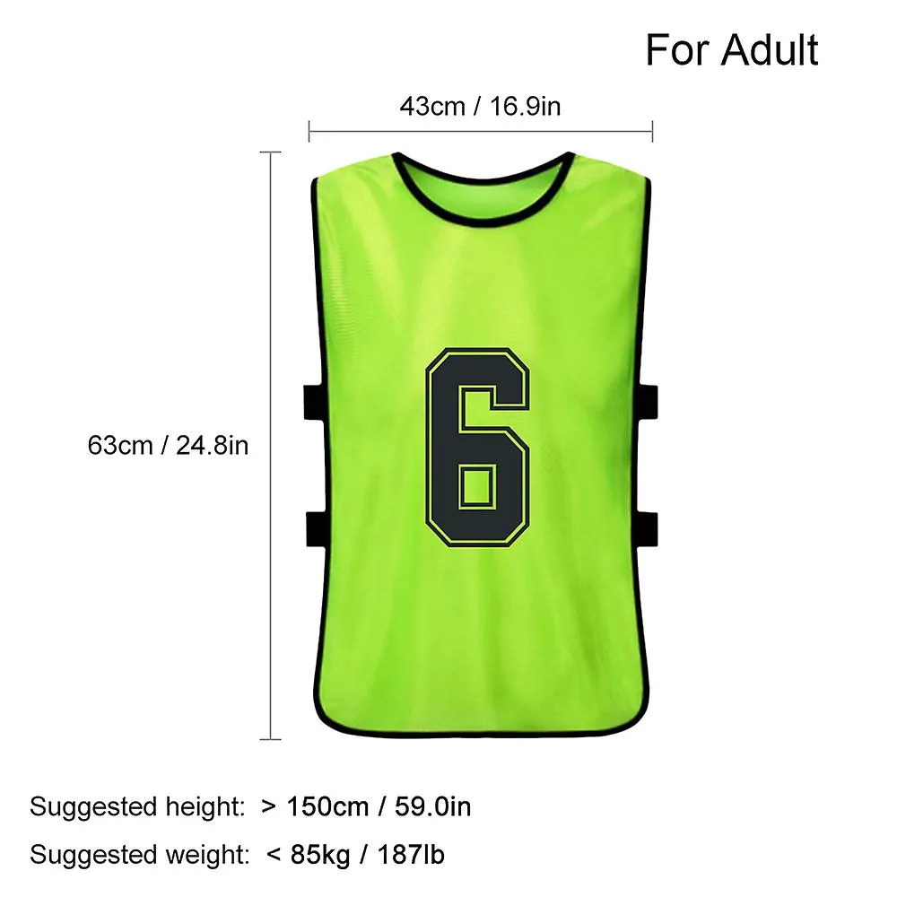 12 Pcs Adults Soccer Pinnies Quick Drying Football Team Jerseys Sports Scrimmage Soccer Team Training Numbered Bibs Practice Spo