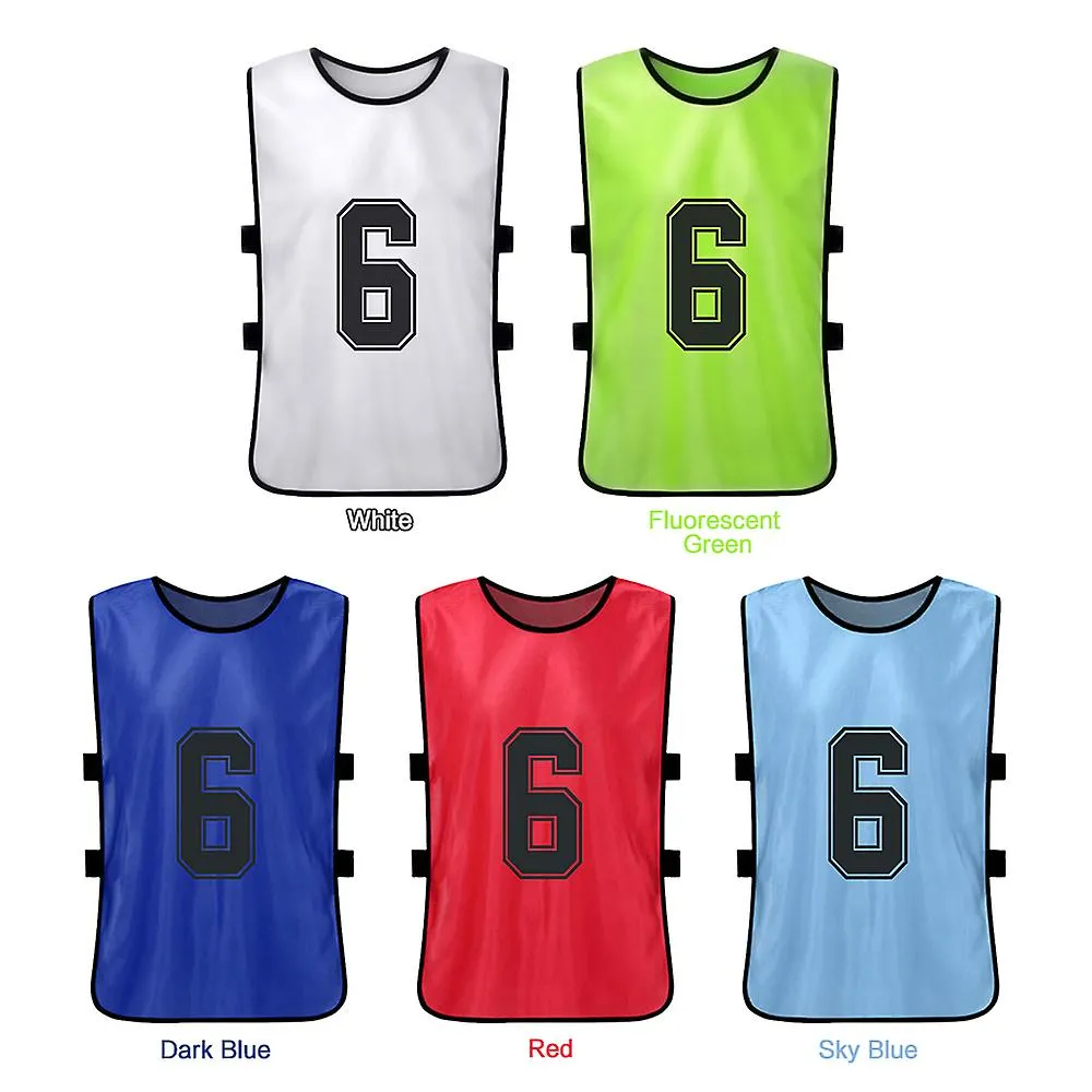 12 Pcs Adults Soccer Pinnies Quick Drying Football Team Jerseys Sports Scrimmage Soccer Team Training Numbered Bibs Practice Spo