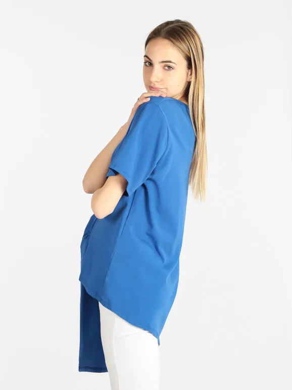 158c Maxi camiseta asimétrica manga corta mujer