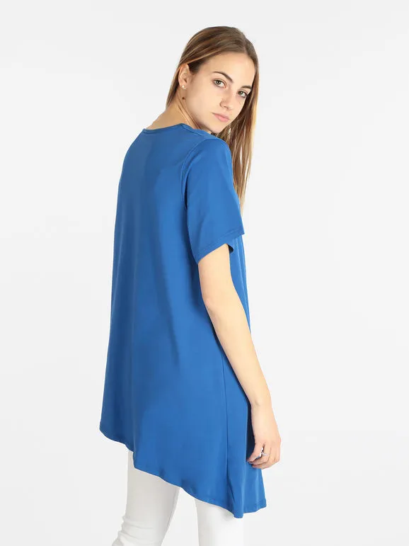 158c Maxi camiseta asimétrica manga corta mujer