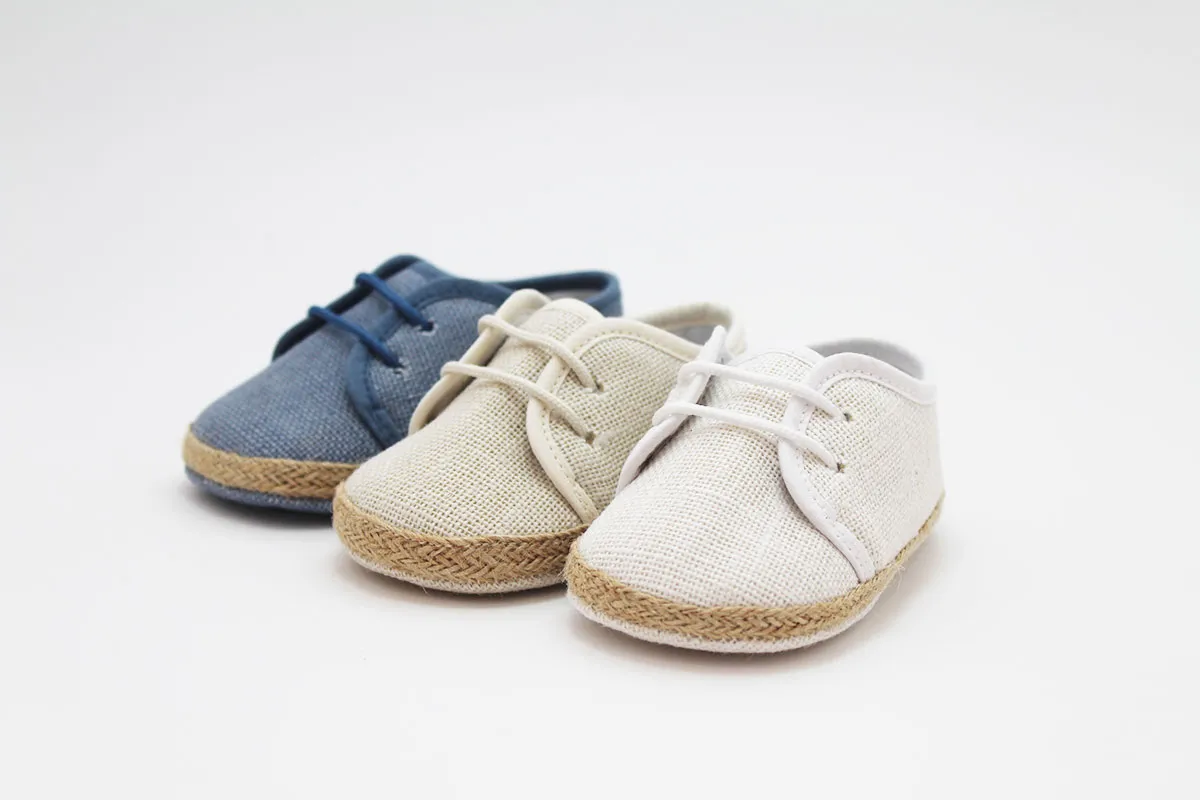 Alpargatas bebé cordones lino