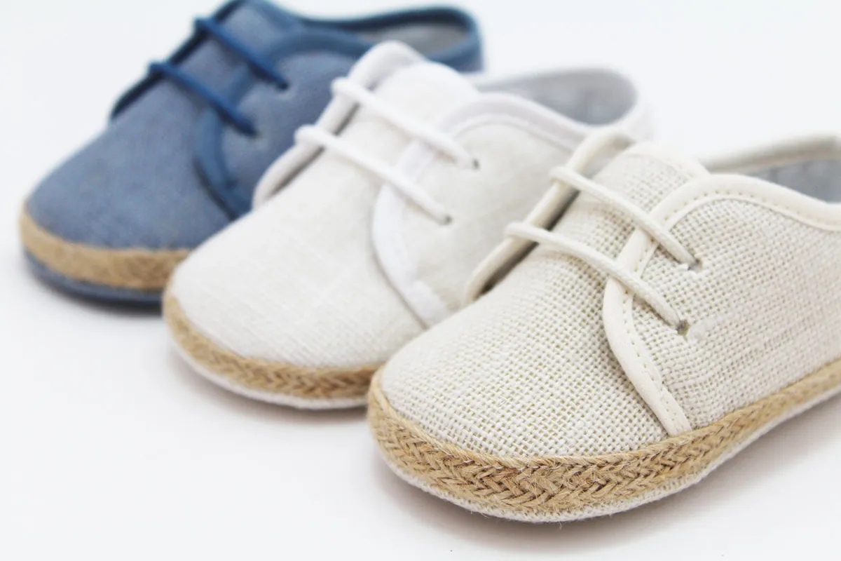 Alpargatas bebé cordones lino