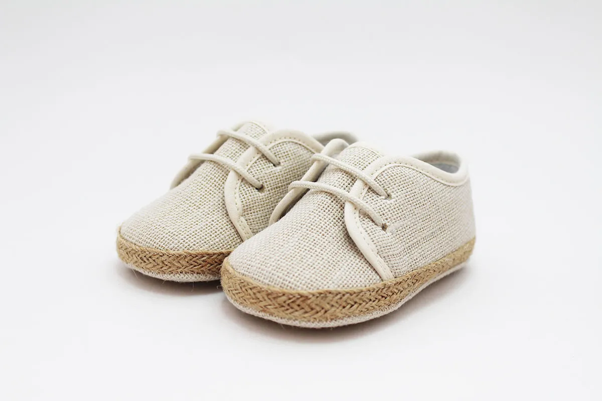 Alpargatas bebé cordones lino