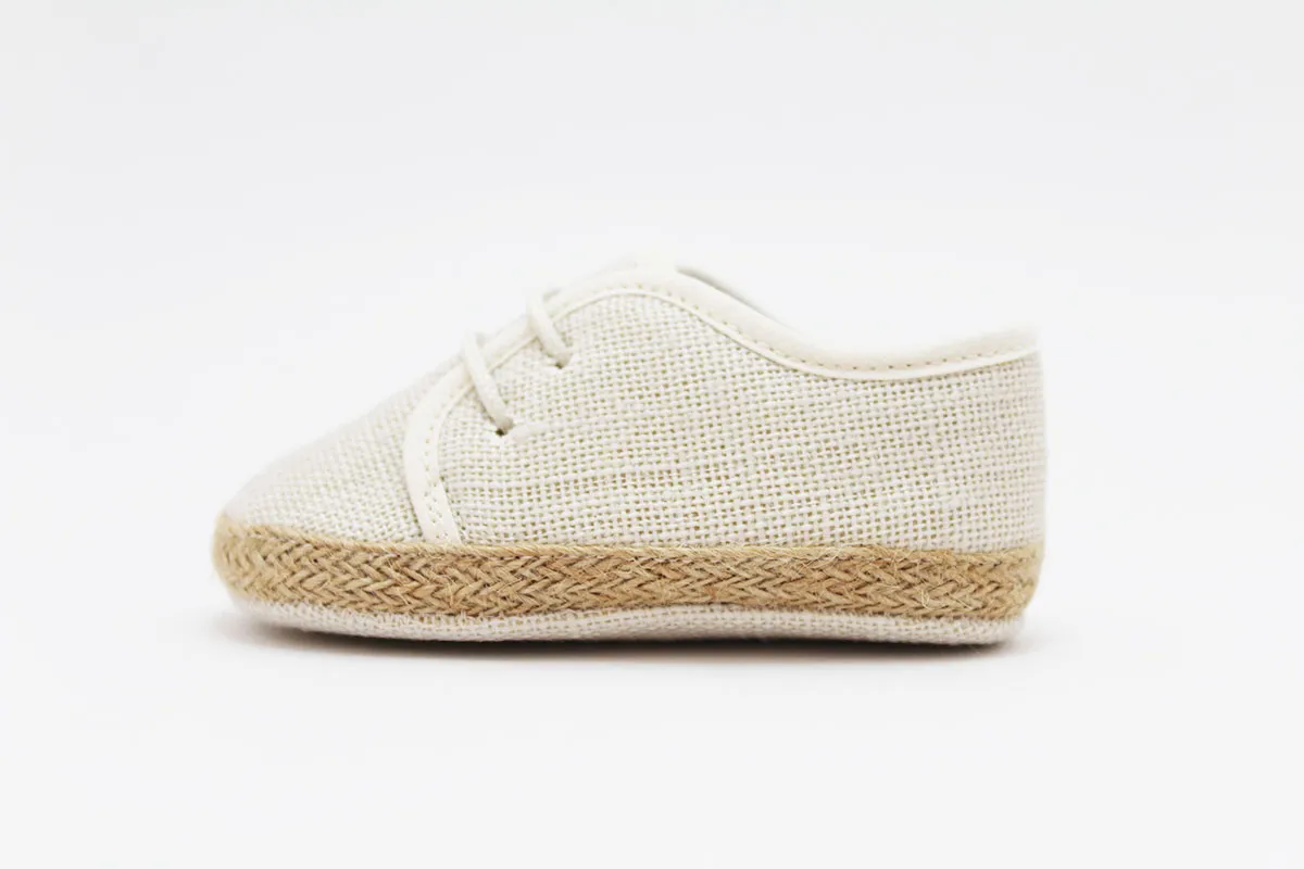 Alpargatas bebé cordones lino