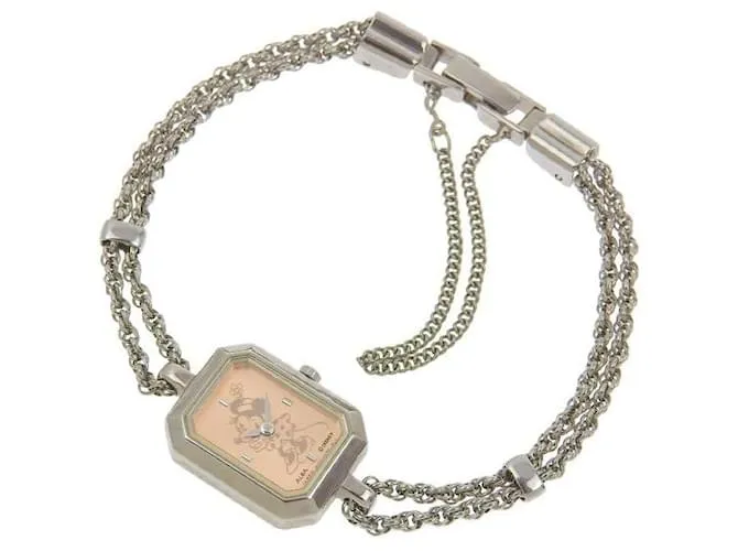 & Other Stories Alba Disney Minnie Reloj de Cuarzo para Mujer con Esfera Rosa Y150 5H80, metal plateado, Segunda mano en exc