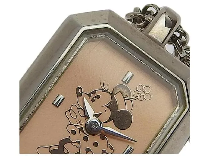 & Other Stories Alba Disney Minnie Reloj de Cuarzo para Mujer con Esfera Rosa Y150 5H80, metal plateado, Segunda mano en exc
