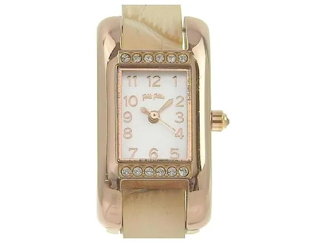 & Other Stories Folli Follie Reloj de cuarzo para mujer con diamantes de imitación en bisel y esfera GP Shell, GP de oro/Cue
