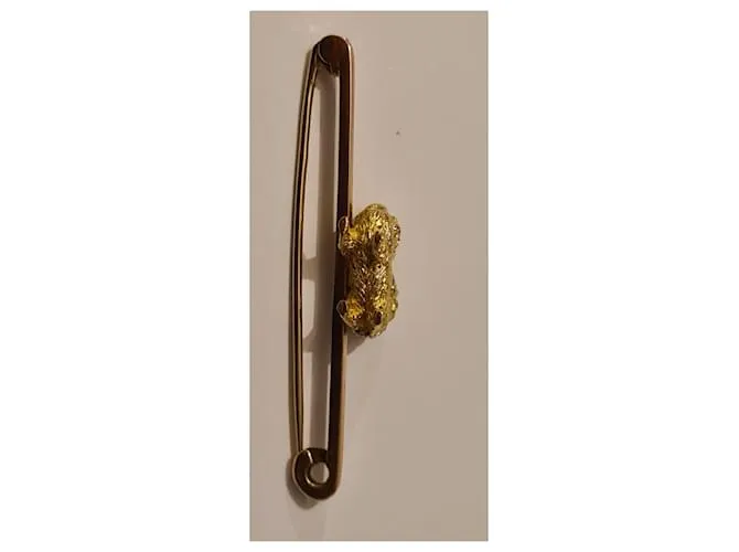 Autre Marque Broche barra perro pequinés dorado Gold hardware 