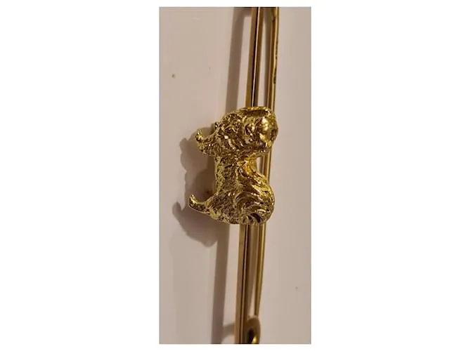 Autre Marque Broche barra perro pequinés dorado Gold hardware 