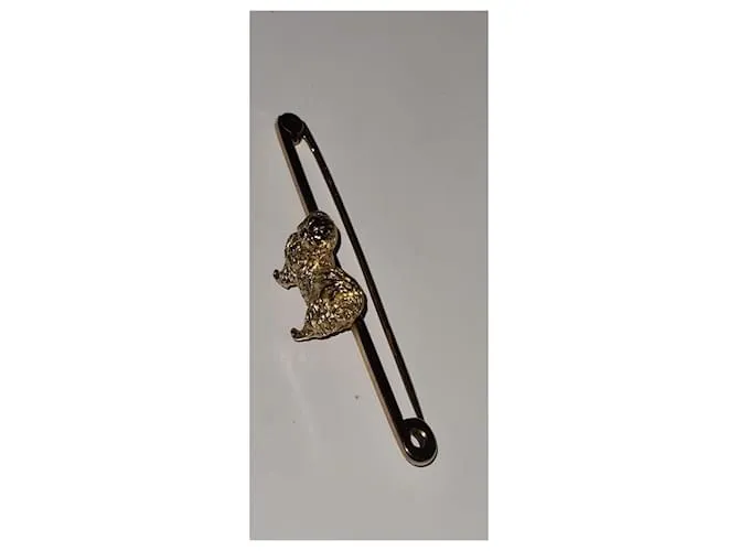 Autre Marque Broche barra perro pequinés dorado Gold hardware 