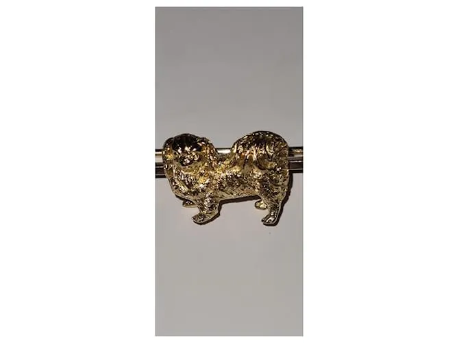 Autre Marque Broche barra perro pequinés dorado Gold hardware 