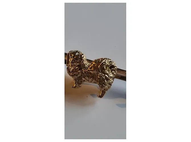 Autre Marque Broche barra perro pequinés dorado Gold hardware 