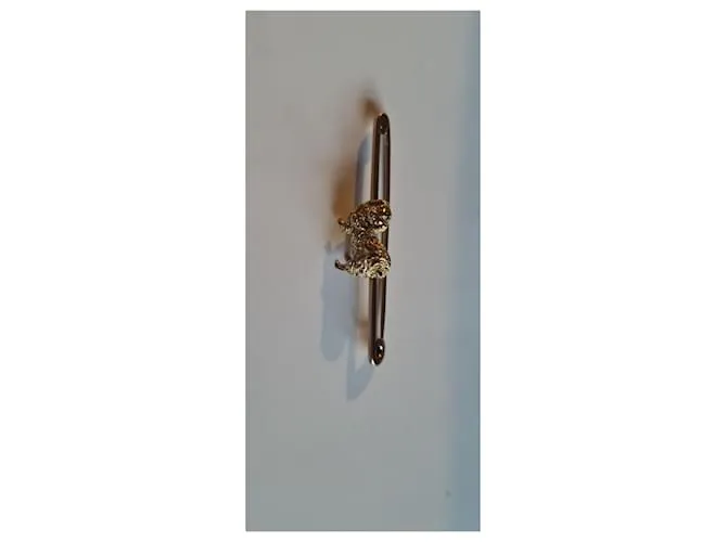 Autre Marque Broche barra perro pequinés dorado Gold hardware 