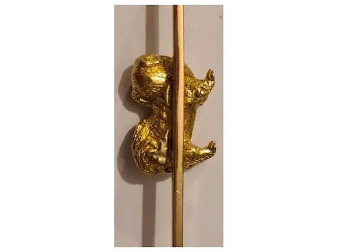 Autre Marque Broche barra perro pequinés dorado Gold hardware 
