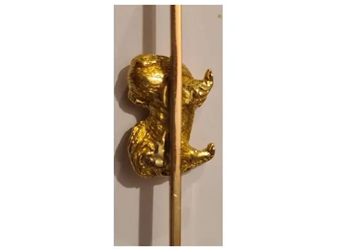 Autre Marque Broche barra perro pequinés dorado Gold hardware 