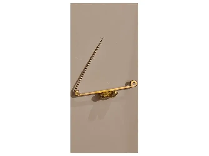 Autre Marque Broche barra perro pequinés dorado Gold hardware 