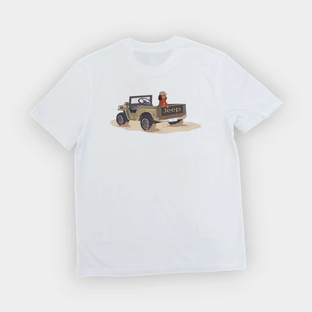 Blueblue Chihuahua – Camiseta algodón orgánico Perro en jeep white