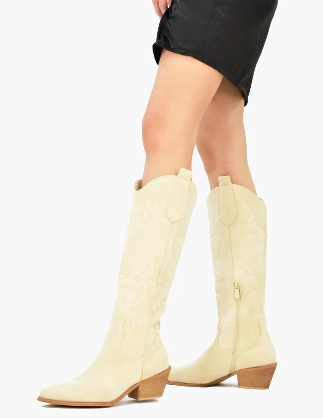 Bota cowboy beige