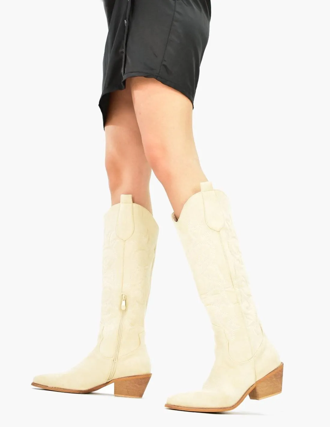 Bota cowboy beige
