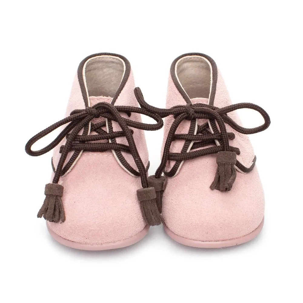 Botas Bebe Niña Rosa Modelo Cordon