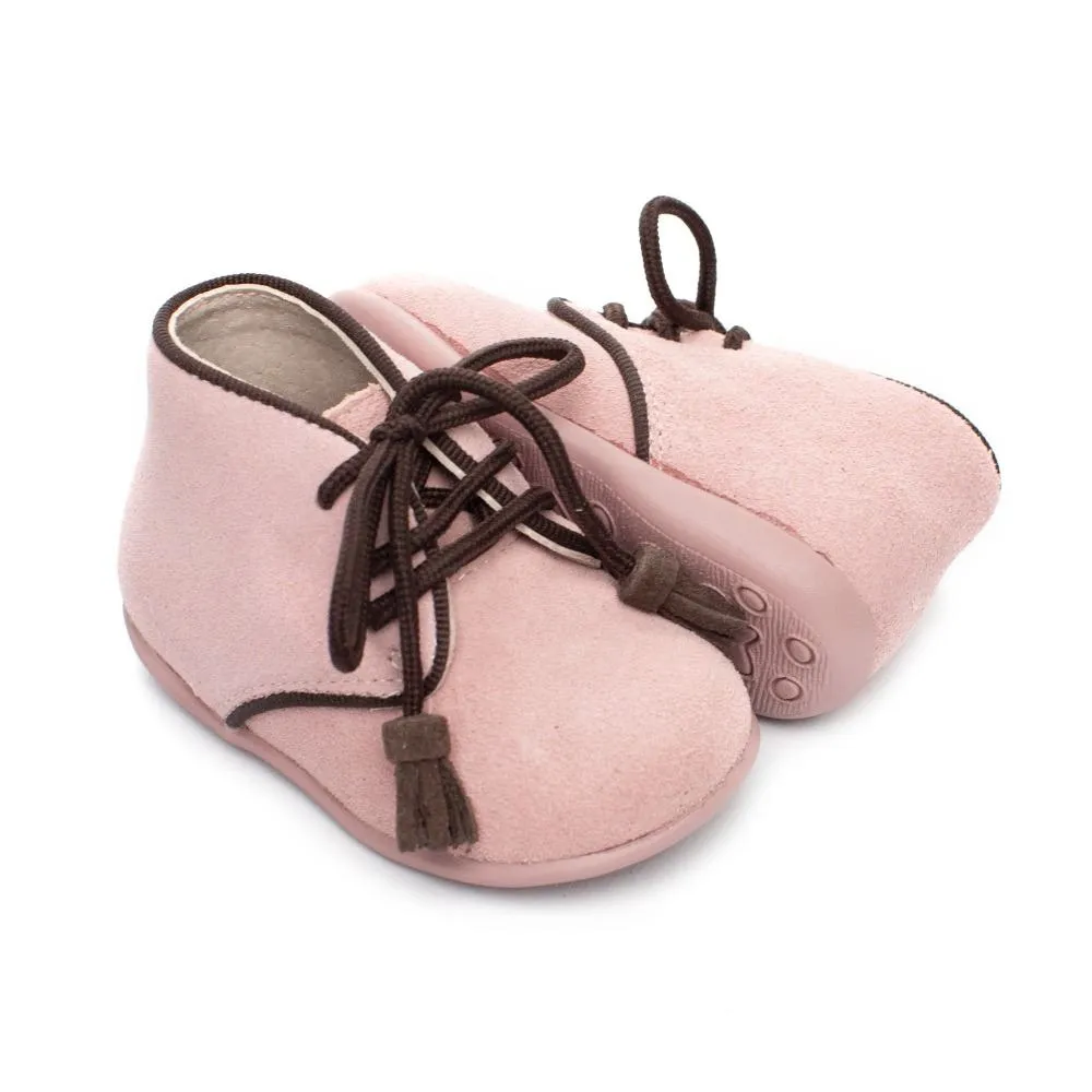 Botas Bebe Niña Rosa Modelo Cordon