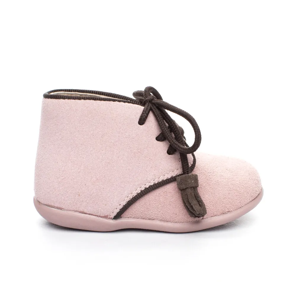 Botas Bebe Niña Rosa Modelo Cordon