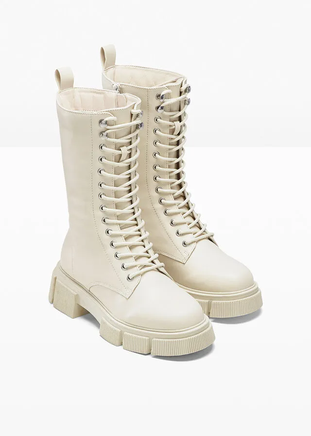 Botas con cordones Beige