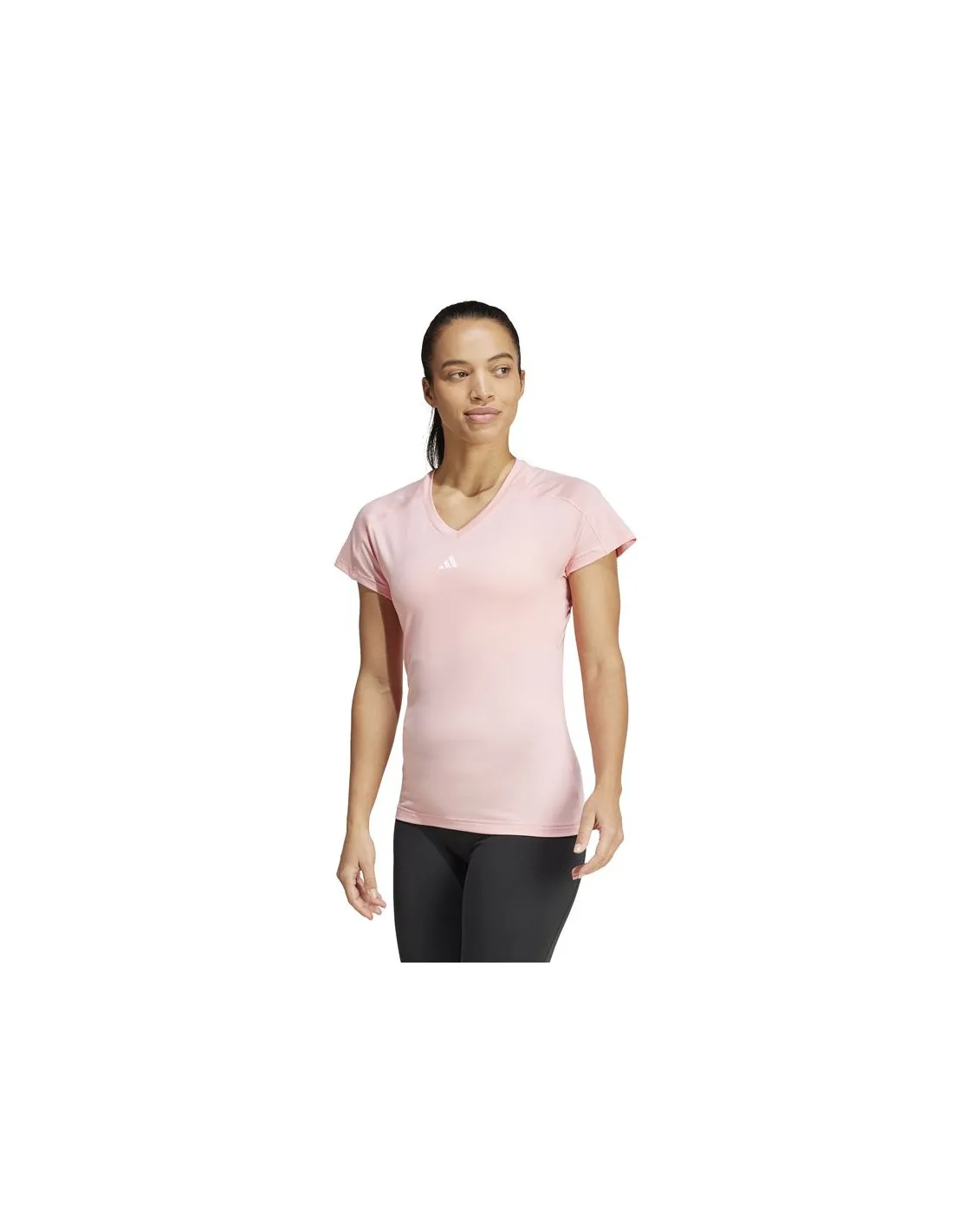 CAMISETA ADIDAS AEROREADY TRAIN ESSENTIALS MINIMAL BRANDING VNECK MUJER ROSA