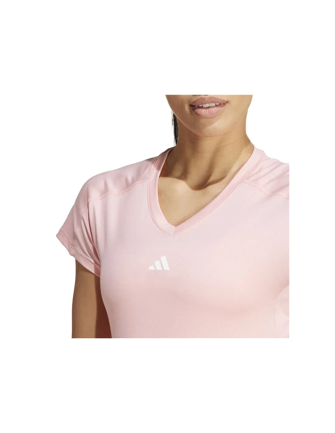 CAMISETA ADIDAS AEROREADY TRAIN ESSENTIALS MINIMAL BRANDING VNECK MUJER ROSA