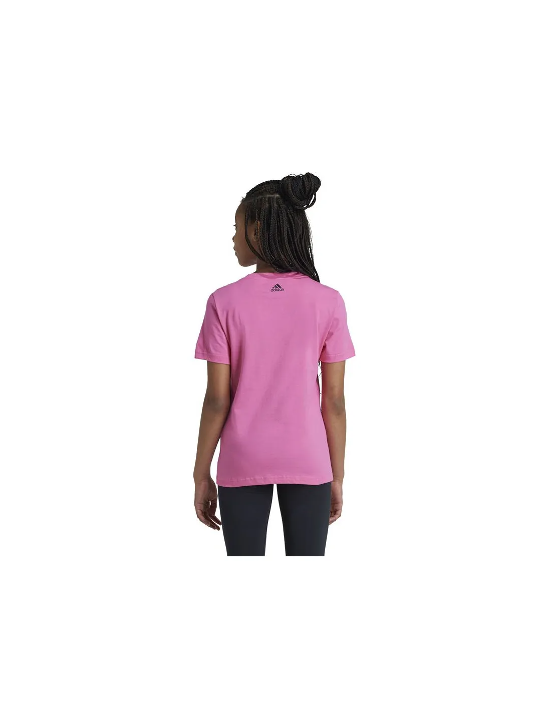 Camiseta adidas Essentials Linear Logo Cotton Slim Fit Niña Rosa