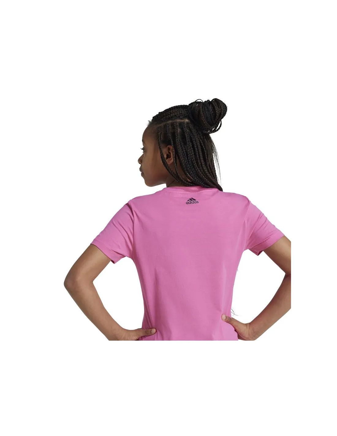 Camiseta adidas Essentials Linear Logo Cotton Slim Fit Niña Rosa