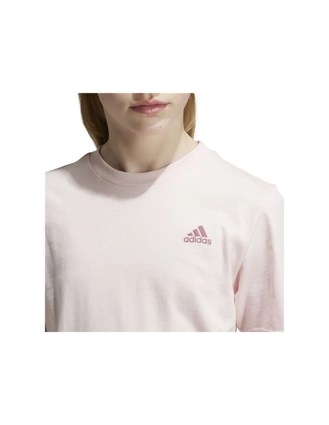 Camiseta adidas Essentials Small Logo Cotton Infantil Rosa