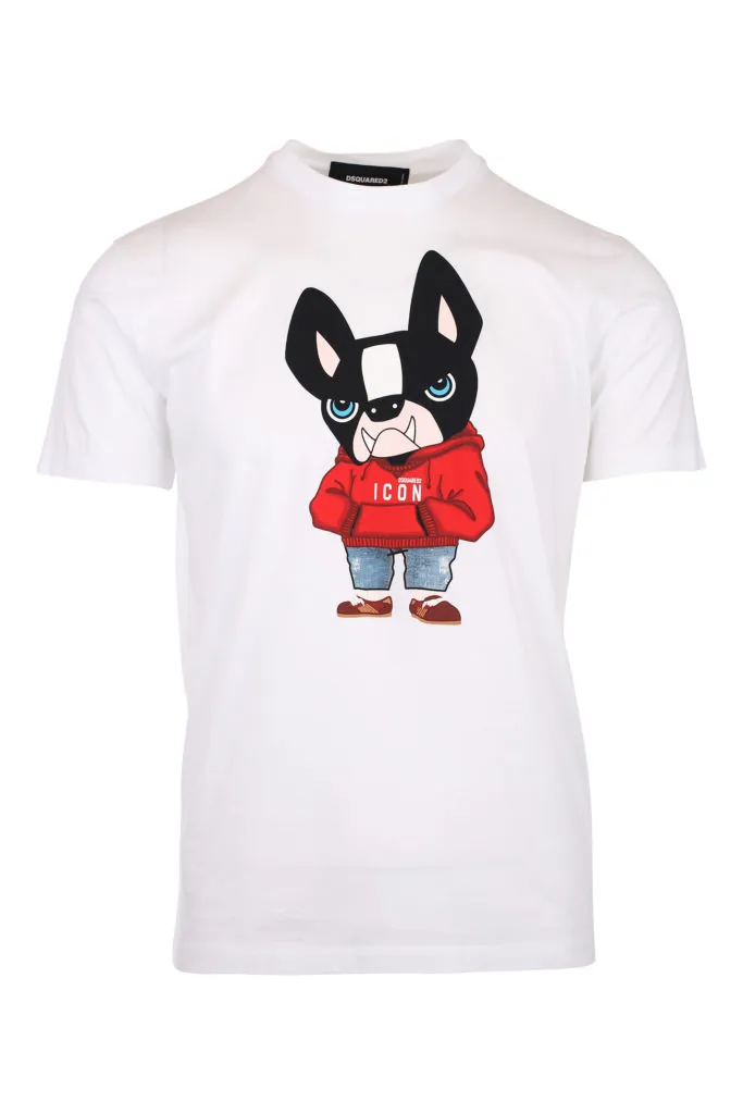 Camiseta blanca con estampado de perro 