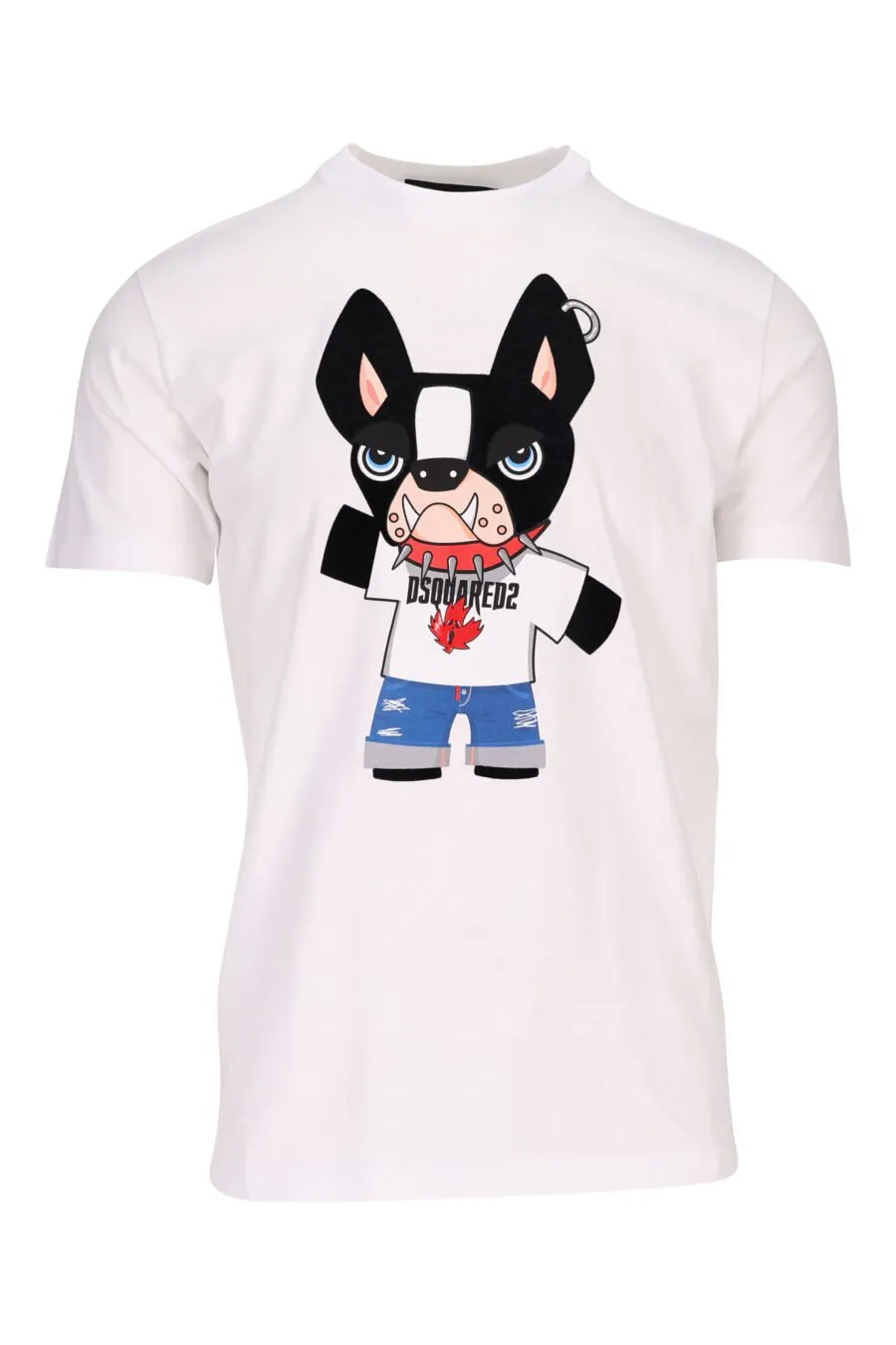 Camiseta blanca con maxilogo perro 