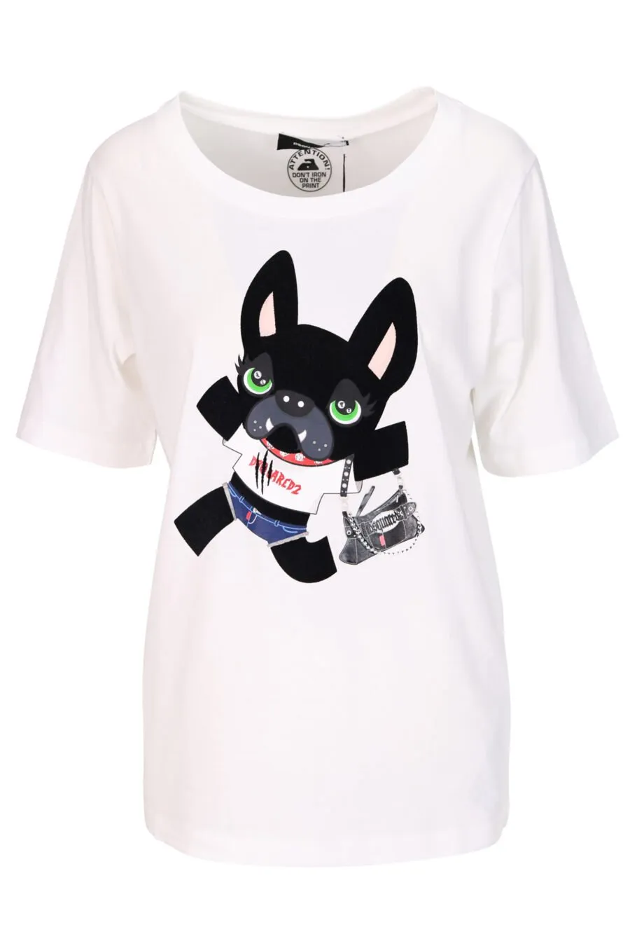 Camiseta blanca con maxilogo perro