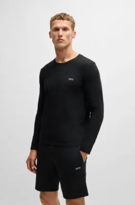 Camiseta de algodón elástico con logo bordado