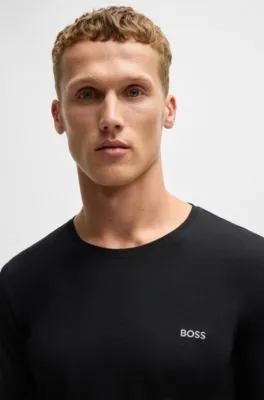 Camiseta de algodón elástico con logo bordado