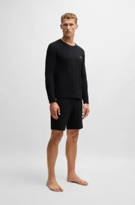 Camiseta de algodón elástico con logo bordado
