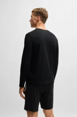Camiseta de algodón elástico con logo bordado