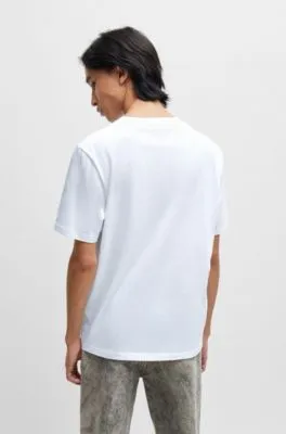 Camiseta de punto de algodón con ilustración de perro