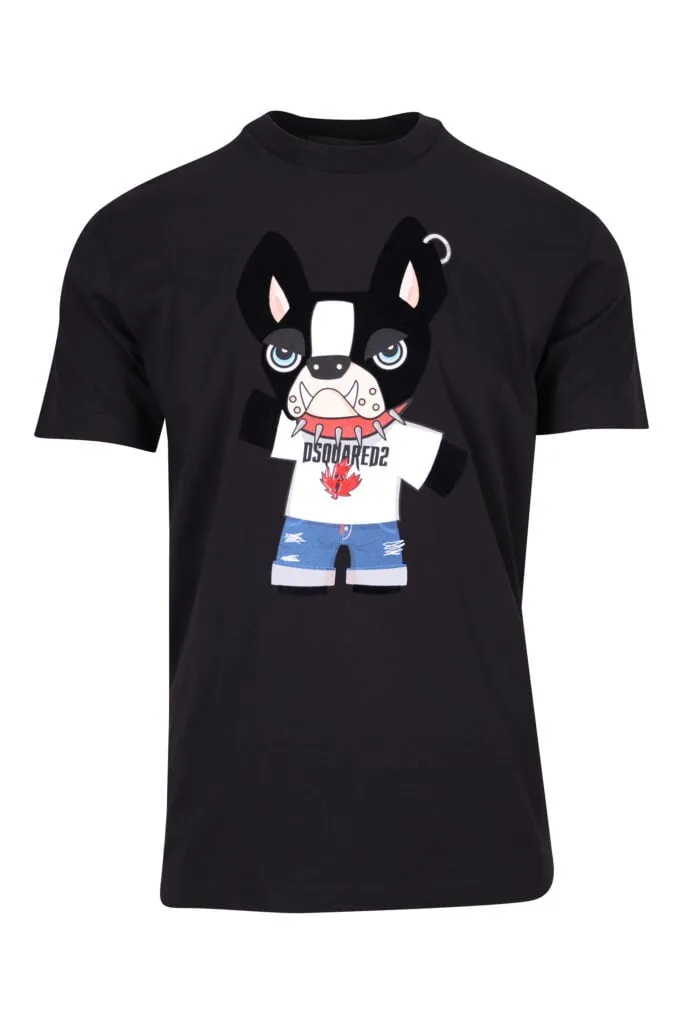 Camiseta negra con maxilogo perro 