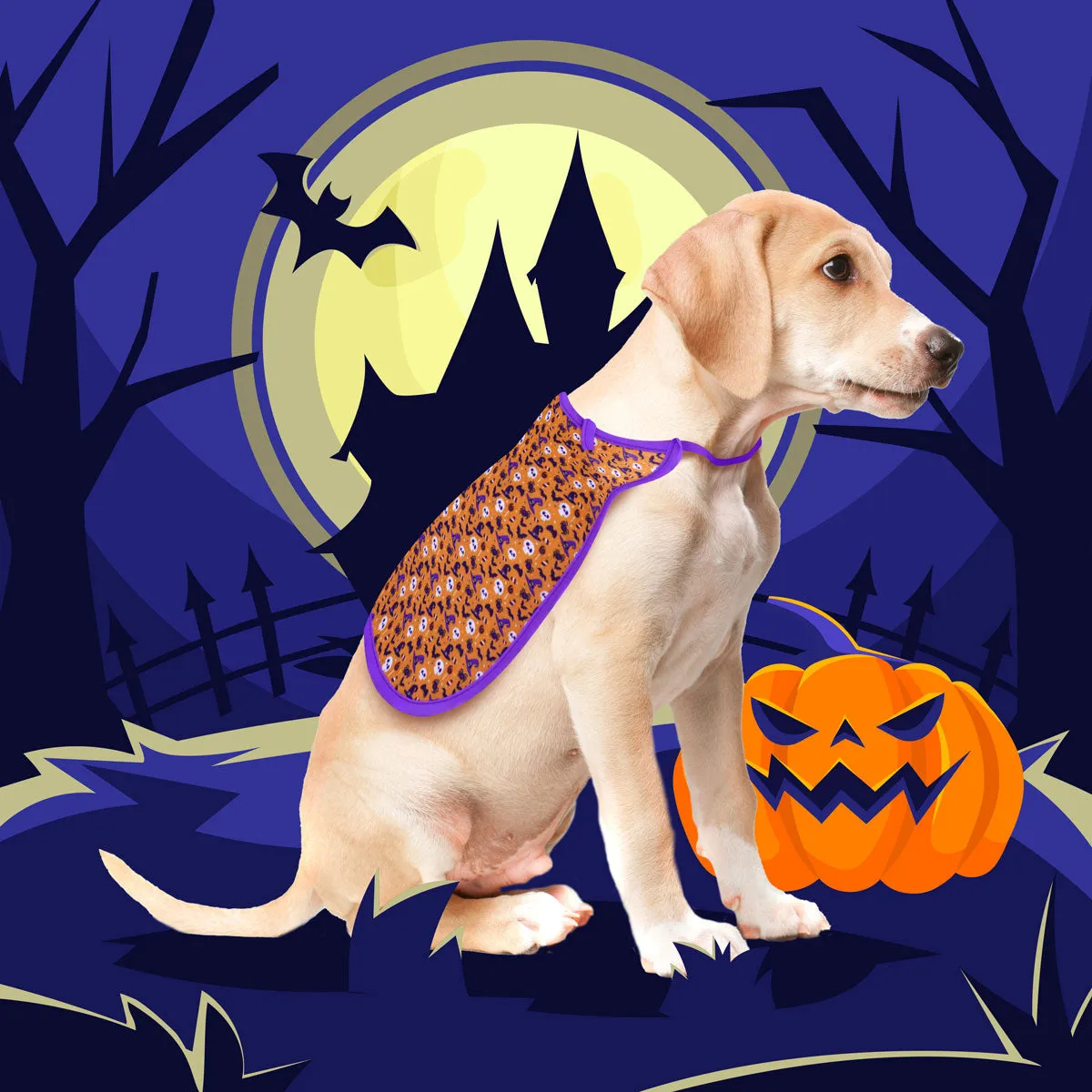 Capa para mascota color Naranja con Diseo de Halloween