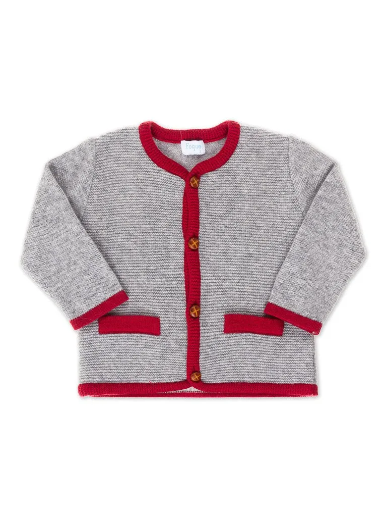 Chaqueta punto ribete rojo