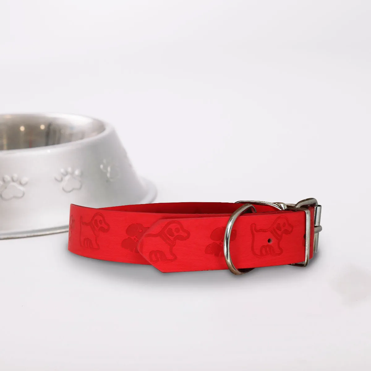 Collar color Rojo con Diseo de Perritos para Mascota
