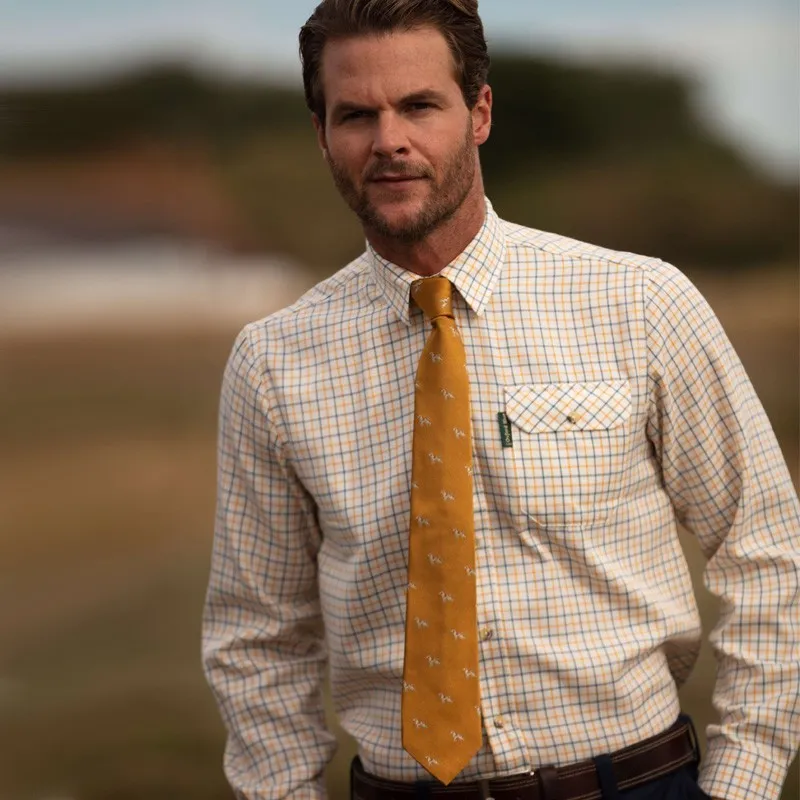 Corbata Oxford Blue Perro seda Gold