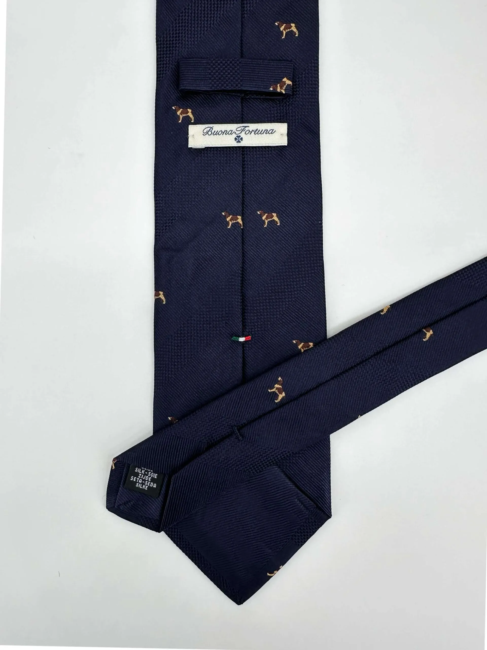 Corbata Tejida Jacquard Marino Perro Mastin